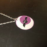 Crescent Moon with Bat Tin Necklace