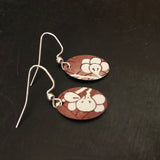 Red and White Tiny Oval Tin Earrings