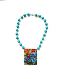 Large Watercolor Floral Tin Necklace