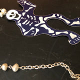 Skeleton with Freshwater Pearls Tin Necklace