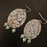 White Floral Oval Tin Earrings Beads