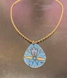 Turquoise and Gold Teardrop Tin Necklace