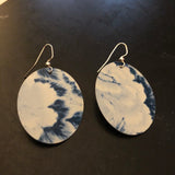 Blue and White Abstract Floral Tin Earrings