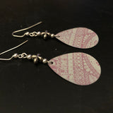 Pink and White Arch Tin Earrings with Bead