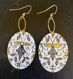 Grey Filigree and Floral Tin Earrings