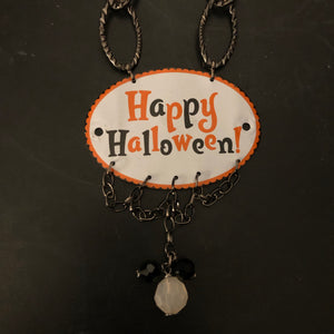 Happy Halloween Beaded Tin Necklace