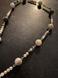 Green Floral Tin Necklace with Amazonite Beads