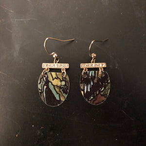 Stained Glass Inspired Tin Earrings with Rhinestones