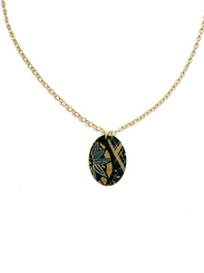 Green Gold Floral Tin Necklace