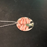 Pink Rose Shabby Chic Tin Necklace