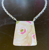 Cream and Pink Painted Flower Tin Necklace