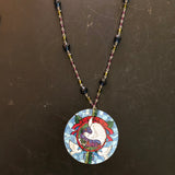 Dove Tin Necklace with Beaded Chain