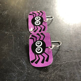 Purple with Black Spider Tin Earring