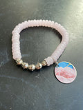 Pink Disc with Silver Tin Charm Bracelet