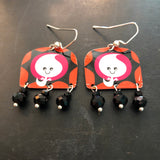 Ghost Tin Earrings with Beads