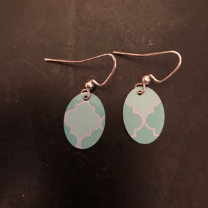 Turquoise Quatrefoil Tiny Tin Earrings