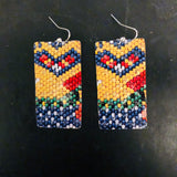 Colorful Faux Beads Rectangle Tin Earrings
