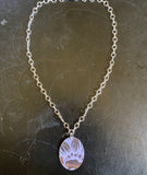 Lavender and Silver Floral Tin Necklace