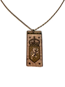 Lion Coat of Arms Tin Necklace
