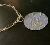 Lavender and Silver Flower Tin Necklace