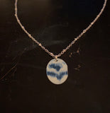 Blue and White Abstract Floral Tin Necklace