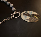Asian Landscape Tin Necklace with Beads