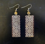 Celtic Vines Tin Earrings with Gold Bead