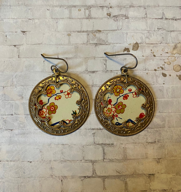Framed Floral Tin Earrings