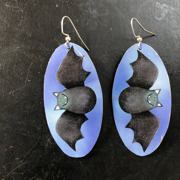 Large Oval Bats Tin Earring