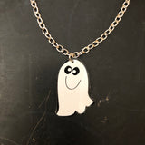 Small White Ghost Tin Necklace