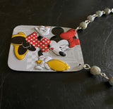 Minnie Mouse in Mirror Tin Necklace with Beads