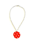 Red with White Mickey Mouse Tin Necklace