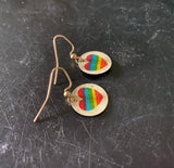 Small Circle Rainbow Heart Tin Earrings