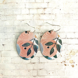 Pink and Orange Floral Tin Earrings
