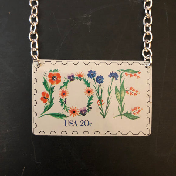 Floral Love Stamp Tin Necklace
