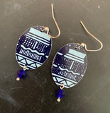 Royal and Navy Blue Pagoda Tin Earrings with Beads