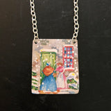 Snowy Greeting Tin Necklace