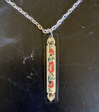 Red Floral and Vines Tin Necklace