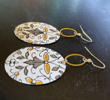 Grey Filigree and Floral Tin Earrings