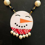 Beaded Snowman Tin Necklace