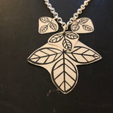 Black and White Leaves Tin Necklace