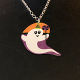 Ghost with Lollipop Tin Necklace