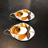 Orange and Brown Rose Tin Earrings