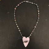 Wire Wrapped Freshwater Pearl Lavender Heart Tin Necklace