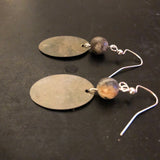 Earth Toned Oval Tin Earrings with Beads