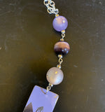 Lavender and Silver Abstract Flower Tin Necklace