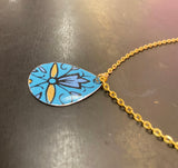 Turquoise and Gold Teardrop Tin Necklace