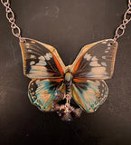 Common Jay Butterfly Tin Necklace with Beads