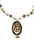 Fancy Tulip Tin Necklace with Amazonite Beads