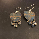 Distressed Classic Blue Hearts Tin Earrings